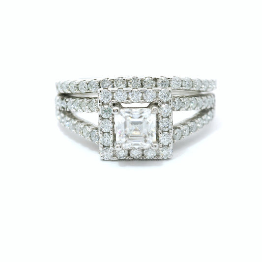 Sterling Silver with Princess Cut Moissanite Wedding Set CTW image 0