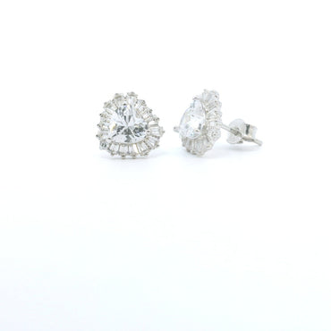 Sterling Silver Elegant Heart Cubic Zirconia Earrings image 1
