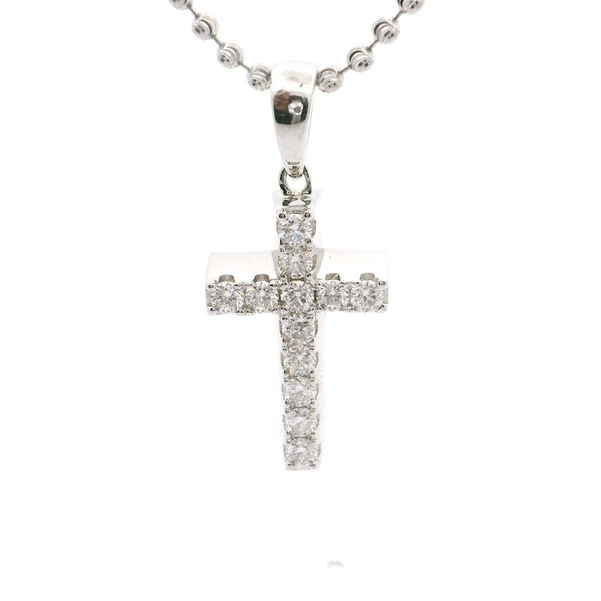 Sterling Silver Mooncuts neckalce with moissanite cross pendent image 2