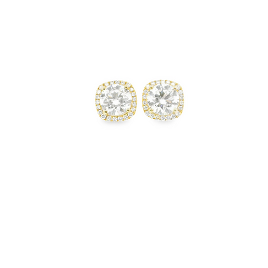 14K Yellow Gold Round Cut Studs Halo Lab Diamond Screwback Earrings 5.65 CCTW VS
