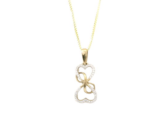 10K Gold Charm Necklace with Diamond Hourglass Pendant set