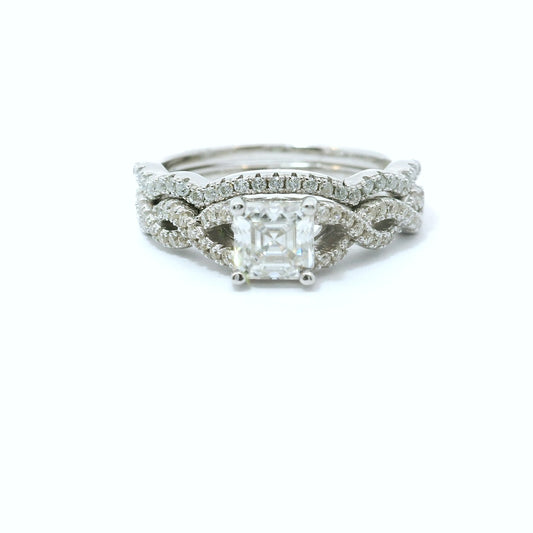 Sterling Silver with Princess Moissanite Promise Ring Set image 0