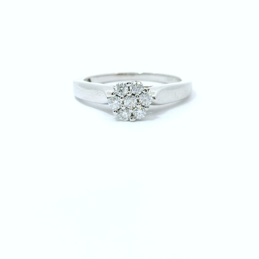 Sterling Silver with Flower Pedal Moissanite Ring CTW 0.30 image 0