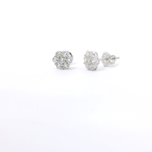 Sterling Silver with Flower Cubic Zirconia Earrings image 0