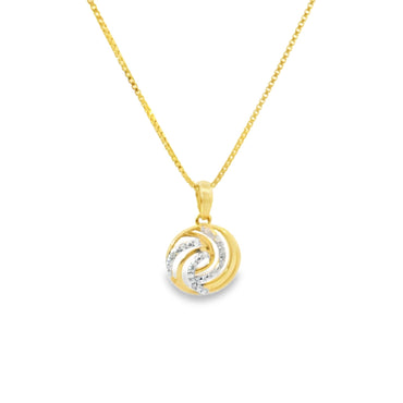Sterling Silver Infinity Swirl Charm 18 Inch Necklace with Round Cut Diamonds