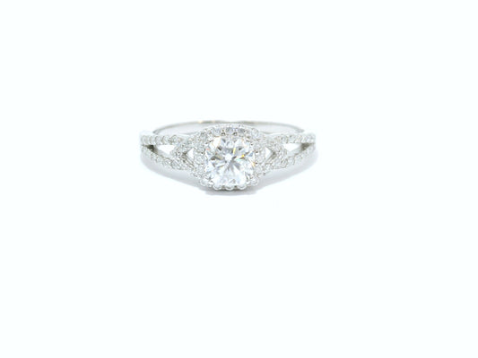 Sterling Silver Promise Ring with Round Brilliant Moissanite 0.88 CTW image 0