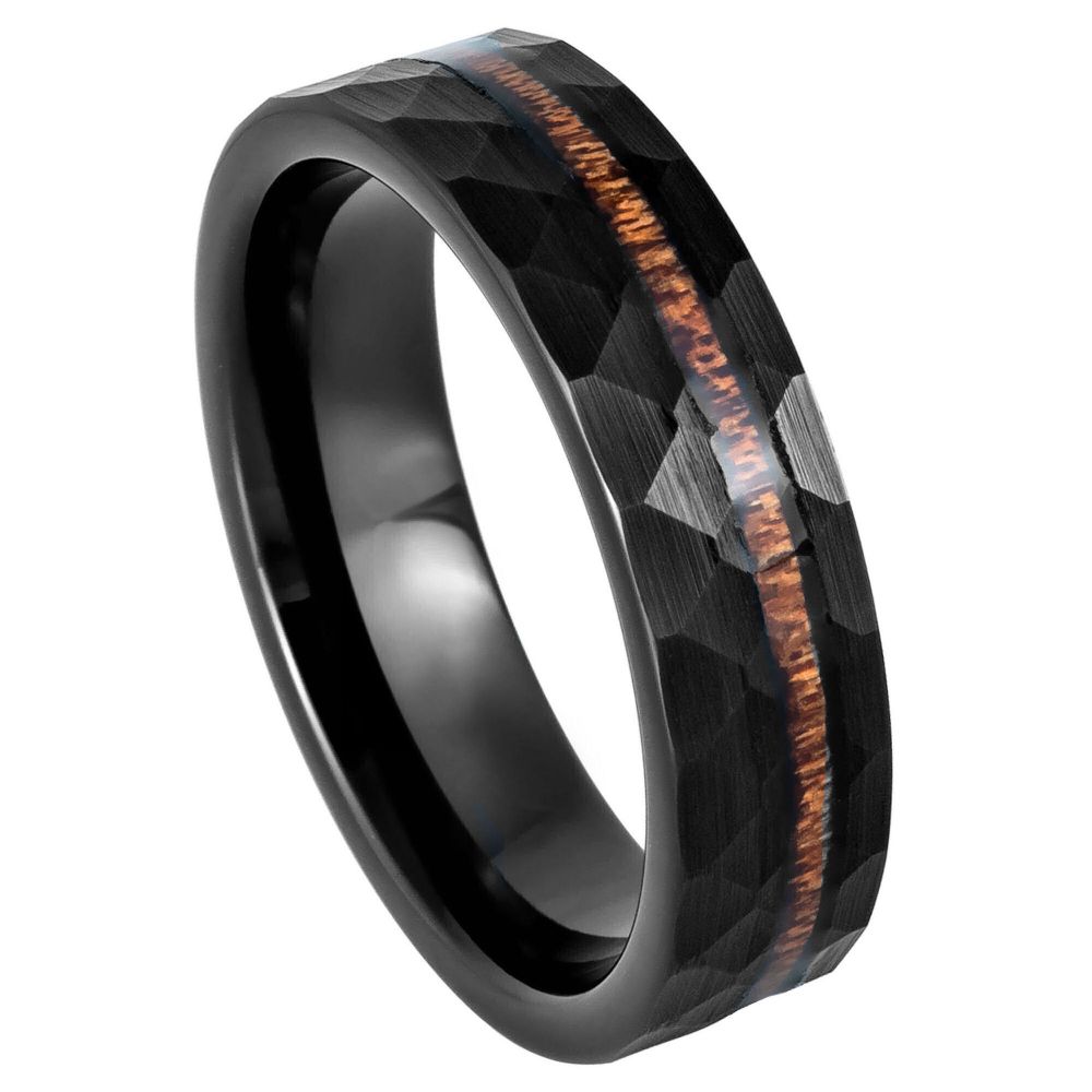 Tungsten Carbide Koawood Ring 6mm