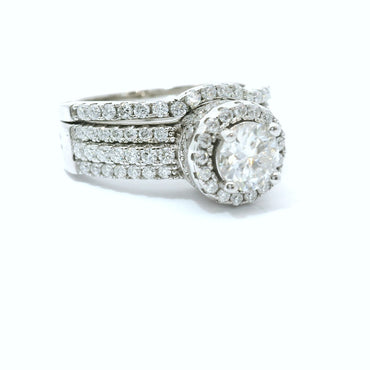 Sterling Silver with Round Brilliant Moissanite Engagement Set image 1