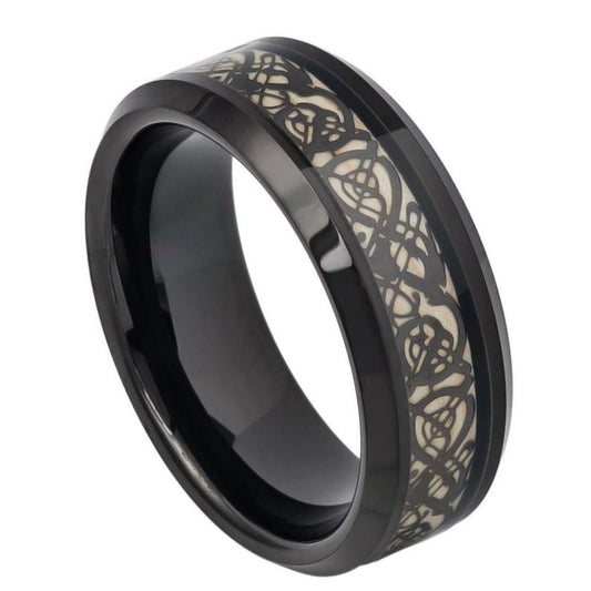 Tungsten Carbide Celtic Black Ring 8mm