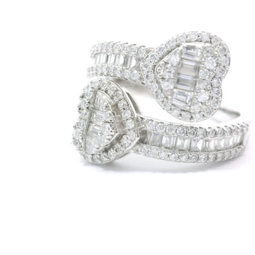 Sterling Silver with Heart Dual Moissanite Ring CTW 1.57 image 1