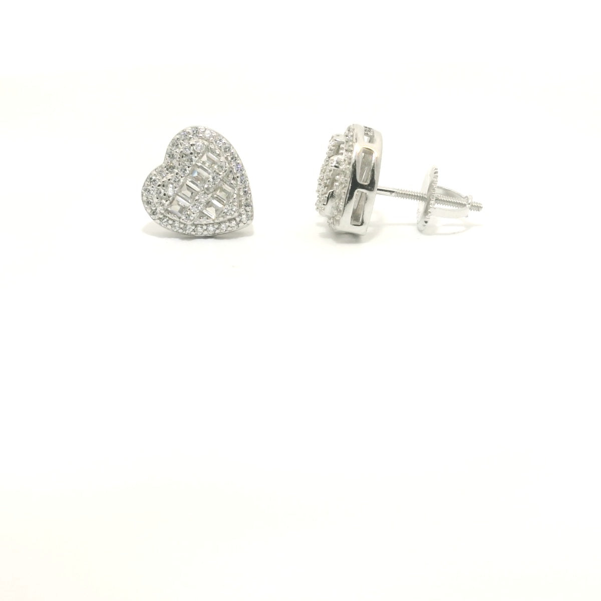Sterling Silver with Heart Cubic Zirconia Earrings image 2