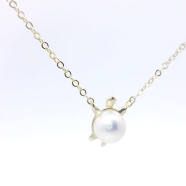 Sterling Silver with Freshwater Peal Turtle Pendant image 1