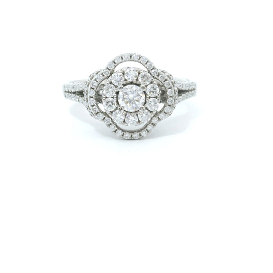 Sterling Silver with Round Brilliant Clover Moissanite Ring 1.82 CTW image 0