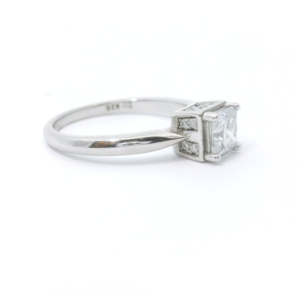 Sterling Silver with Princess Cut Moissanite Promise Ring CTW 0.79 image 1