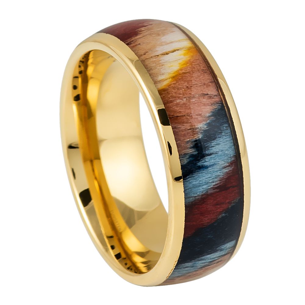Tungsten Carbide Rosewood Inlay Ring