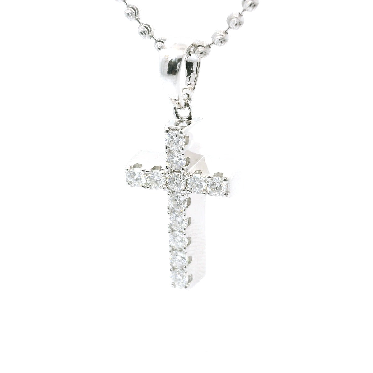 Sterling Silver Mooncuts neckalce with moissanite cross pendent image 0