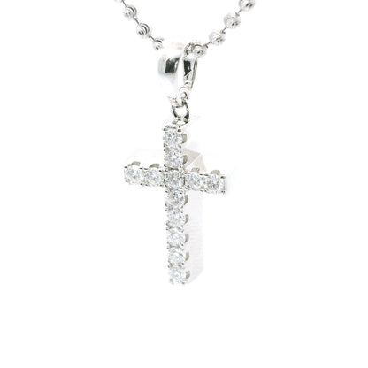 Sterling Silver Mooncuts neckalce with moissanite cross pendent image 0