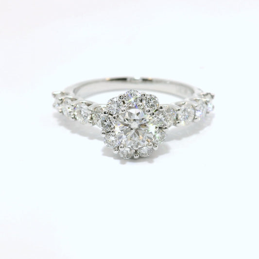 Sterling Silver Promise Ring with Oval Brilliant Moissanite Halo CTW  1.61 image 0