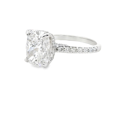 14K White Gold Lab Diamond Round Cushion Cut Multi Stone Ring
