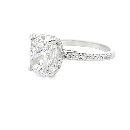 14K White Gold Lab Diamond Round Cushion Cut Multi Stone Ring