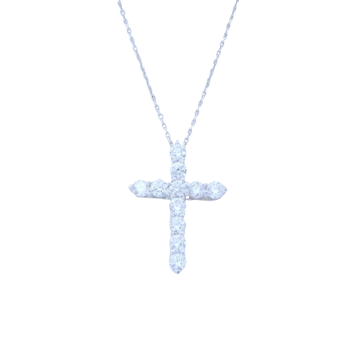 10K White Gold Lab Diamond .54 CT VS Cross Pendant Necklace Set