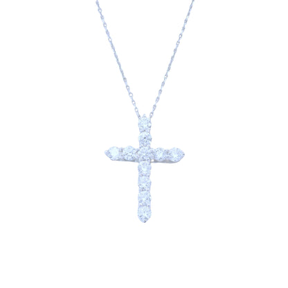 10K White Gold Lab Diamond .54 CT VS Cross Pendant Necklace Set
