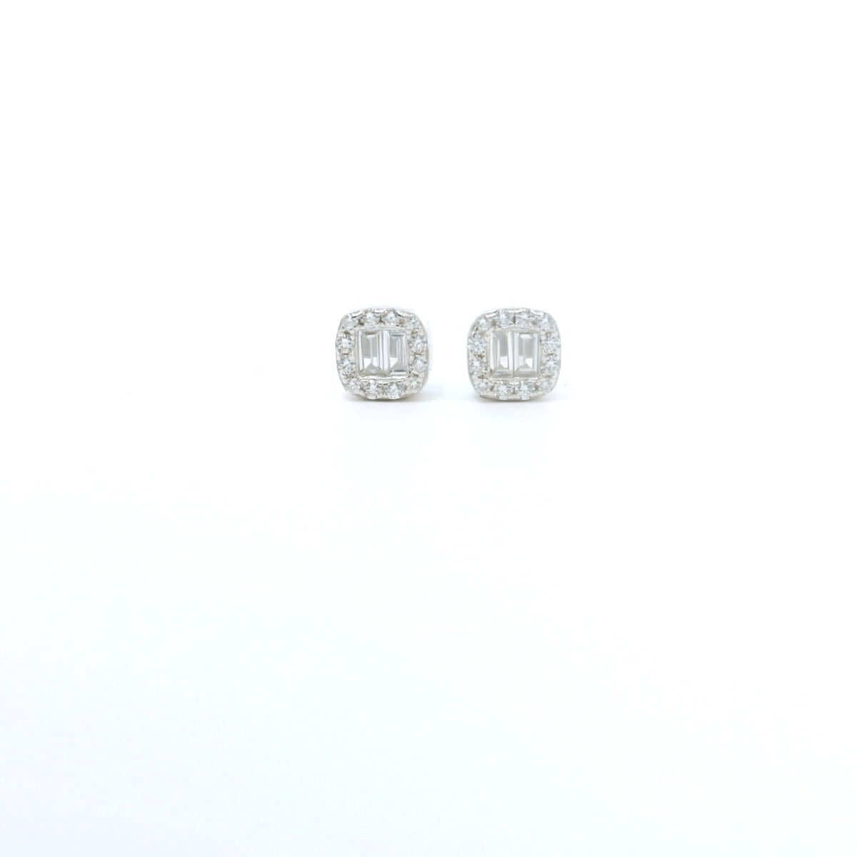 Sterling Silver with Square Baguette Cubic Zirconia Earrings image 0