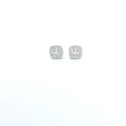 Sterling Silver with Square Baguette Cubic Zirconia Earrings image 0