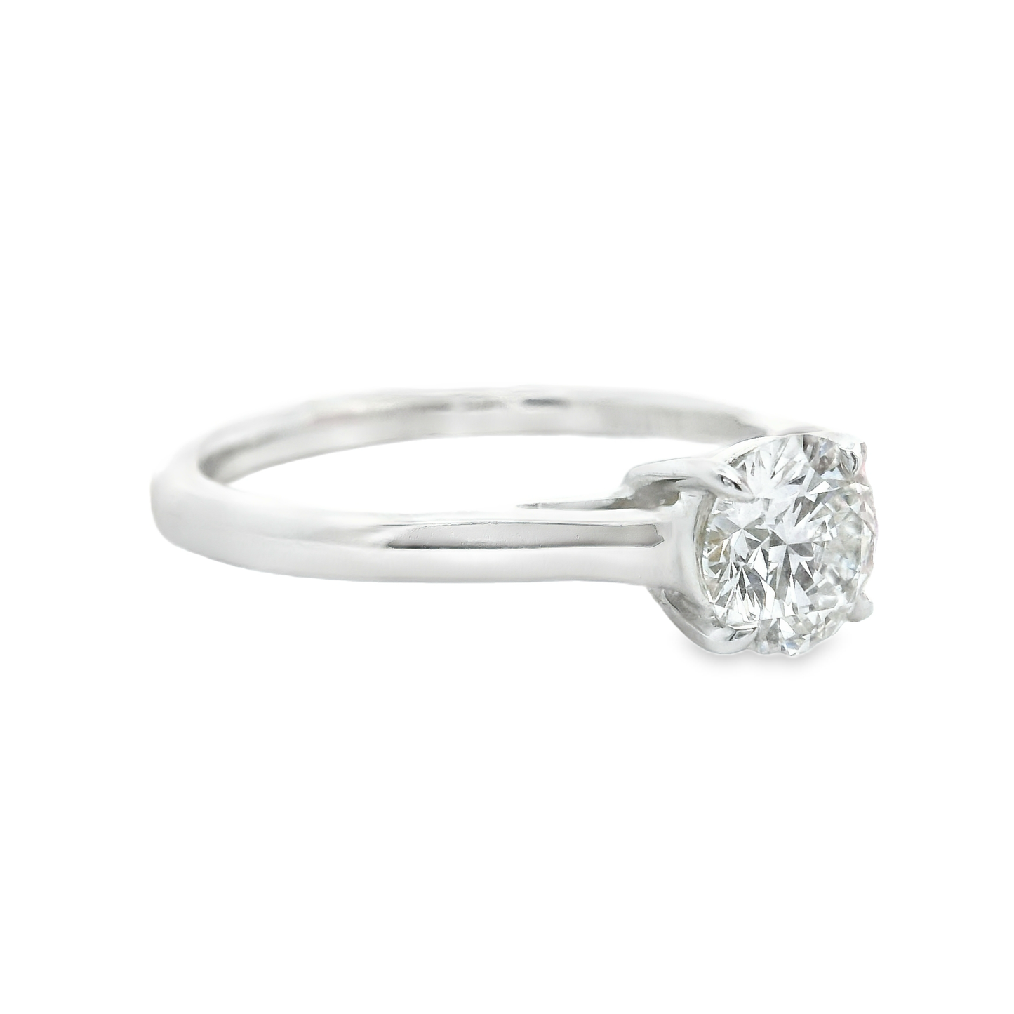 14K White Gold Solitaire Ring with Round Brilliant Lab Diamond 0.75 CT