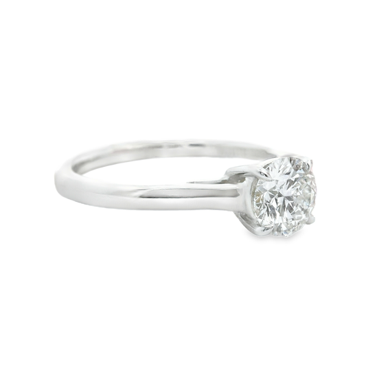 14K White Gold Solitaire Ring with Round Brilliant Lab Diamond 0.75 CT