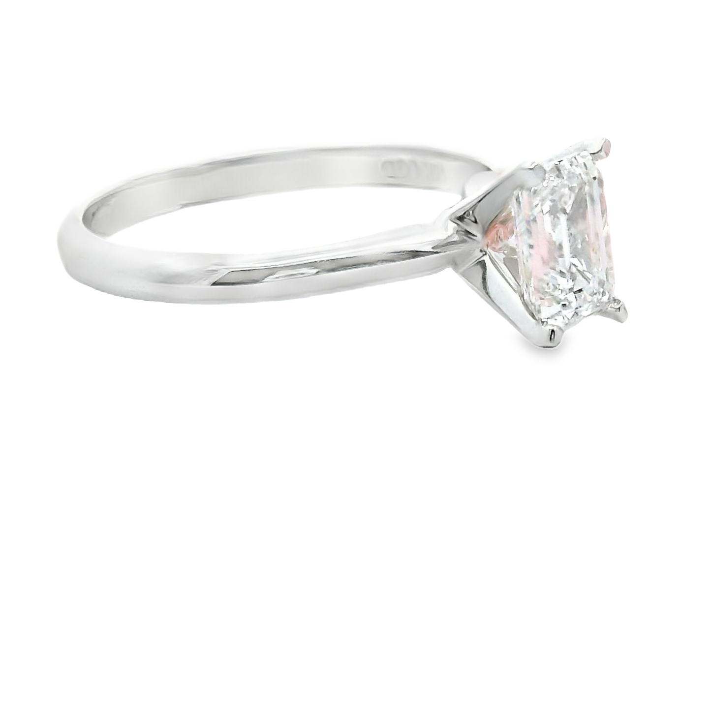14K White Gold Solitaire Ring with Emerald Cut Lab Diamond 1.00 CT