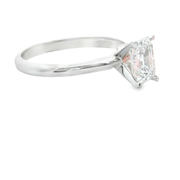 14K White Gold Solitaire Ring with Emerald Cut Lab Diamond 1.00 CT
