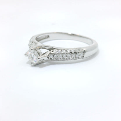 Sterling Silver Promise Ring with Round Brilliant Moissanite CTW 0.44 image 1