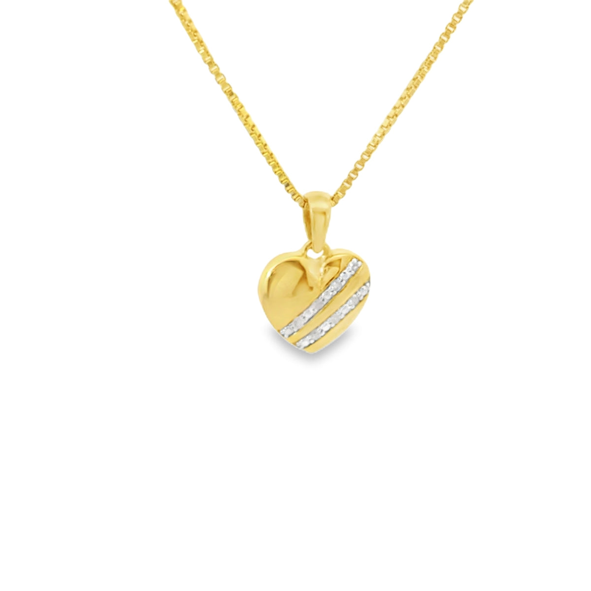 Sterling Silver Heart Pendant Necklace with Round Cut Diamonds