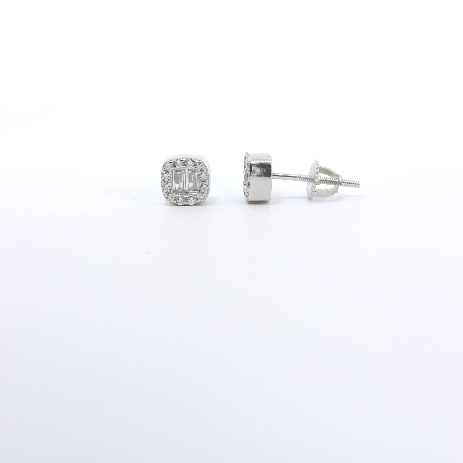 Sterling Silver with Square Baguette Cubic Zirconia Earrings image 2