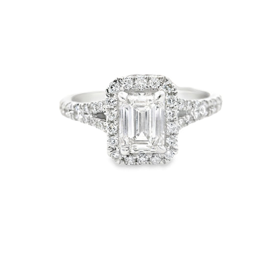 14K White Gold Multi Stone Emerald Cut Lab Diamond Ring