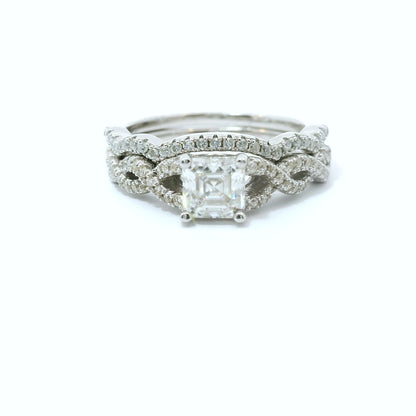 Sterling Silver with Princess Moissanite Promise Ring Set image 0