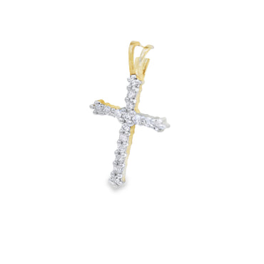 10K Gold Diamond 0.16 CT Cross Pendent