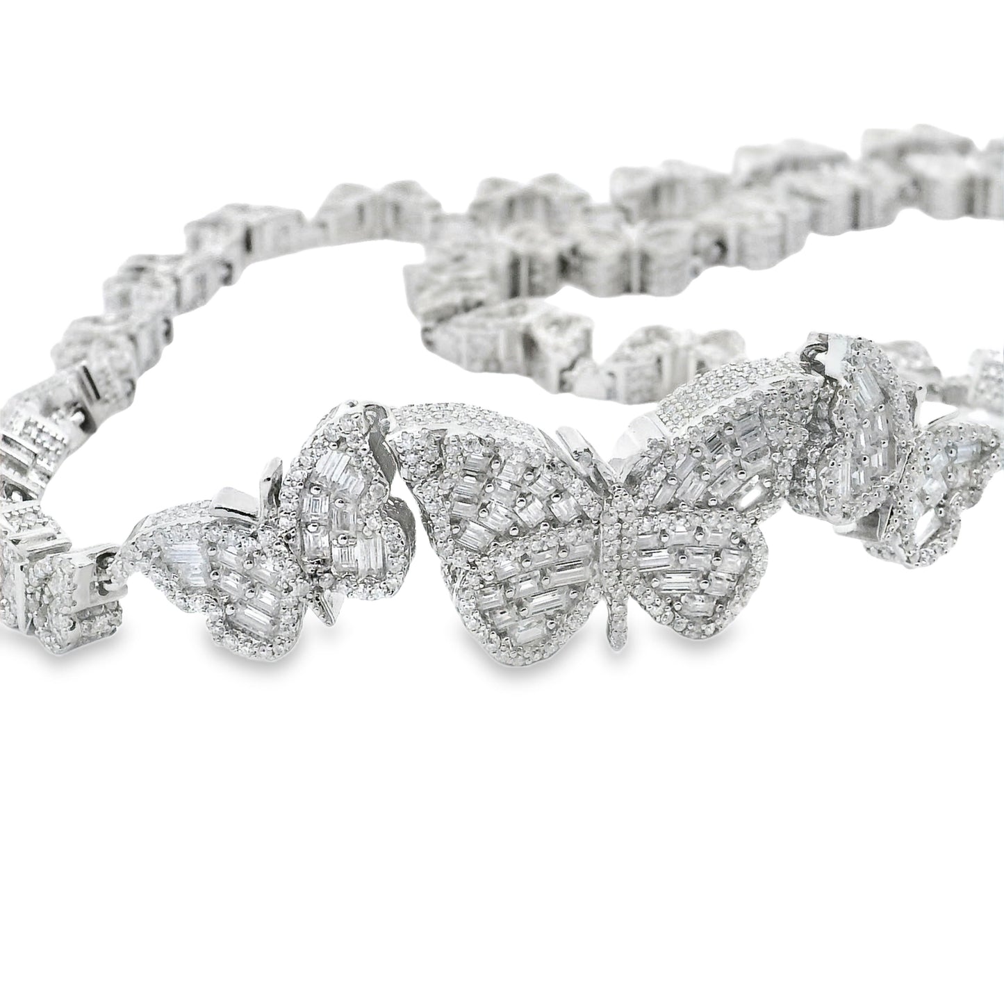 Sterling Silver Moissanite Butterfly Charm Necklace 18 Inches 17.35 CTTW VVS