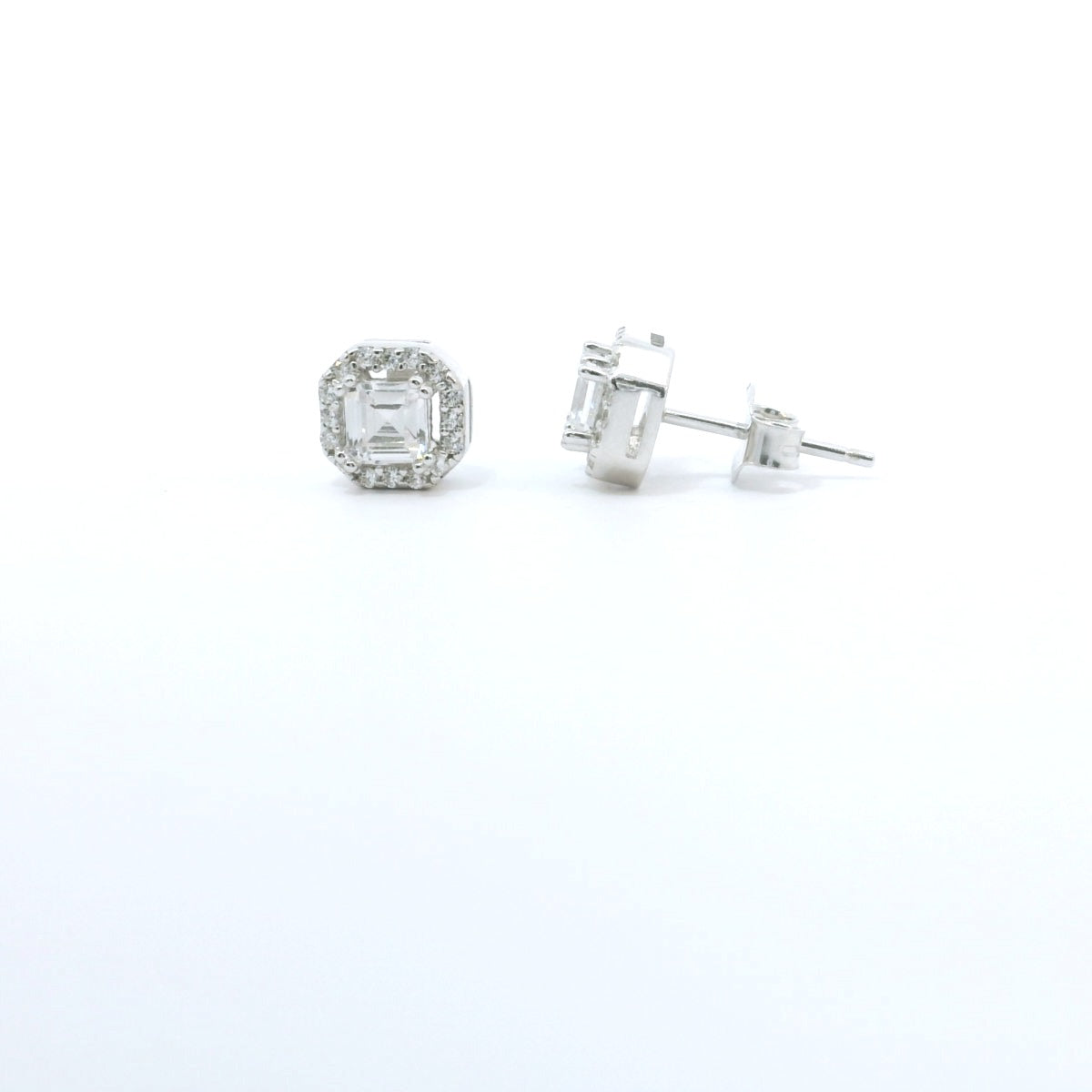 Sterling Silver with Square Cubic Zirconia Earrings image 2