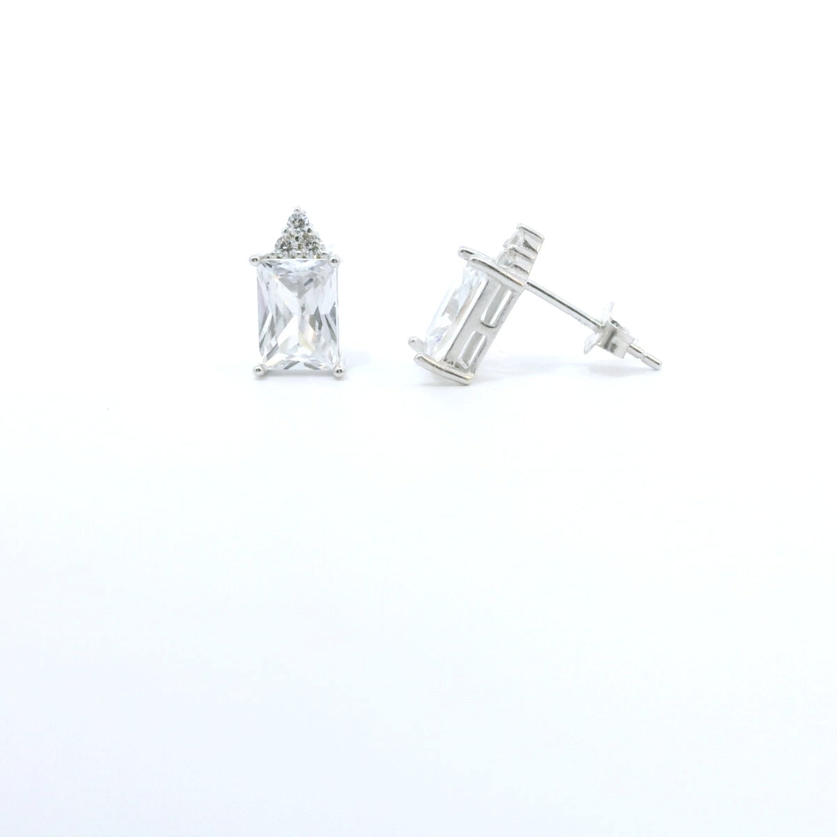 Sterling Silver with Radiant Elegant Cubic Zircornia Earrings image 1