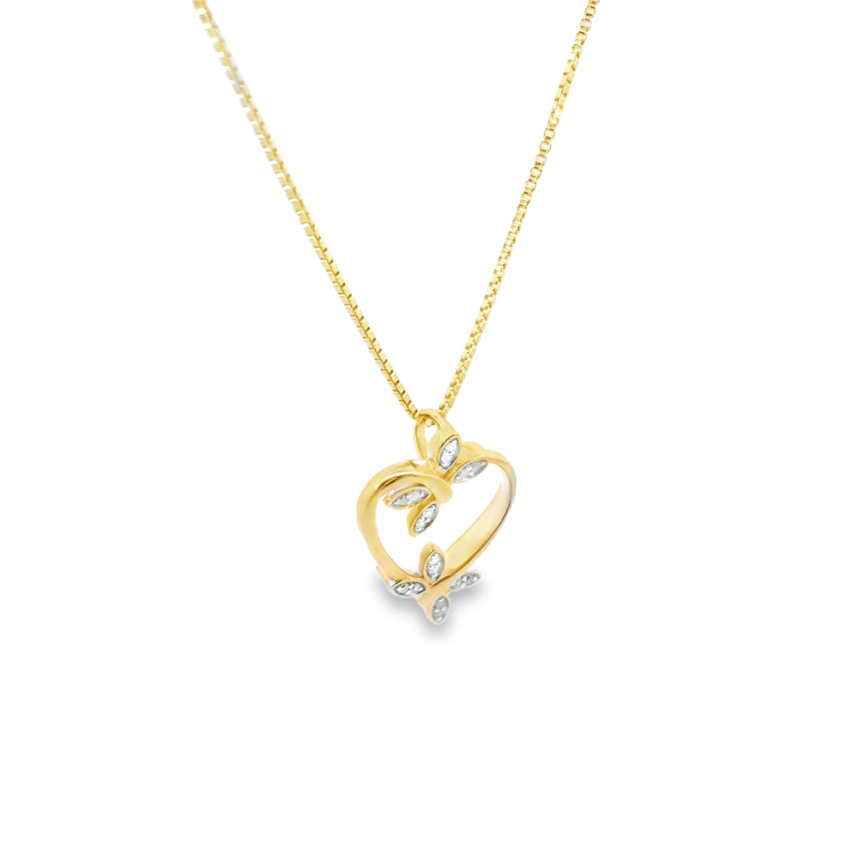 Sterling Silver Gold-Plated Twin Butterfly Charm 18 Inch Necklace with Round Diamonds