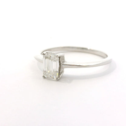 Sterling Silver with Emerald Solitaire Moissanite CTW 1.00 image 1
