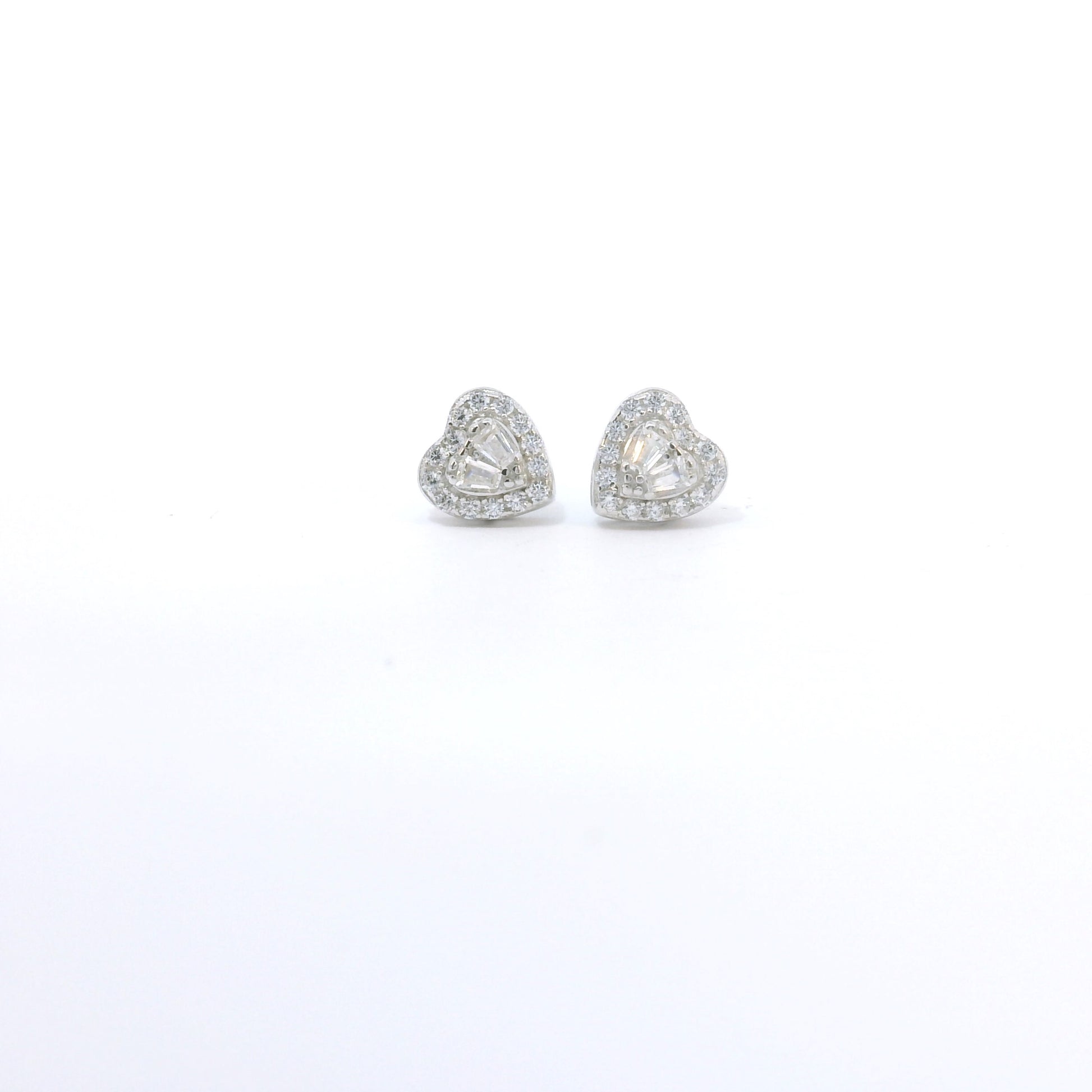Sterling Silver with Heart Elegant Cubic Zirconia Earrings image 0