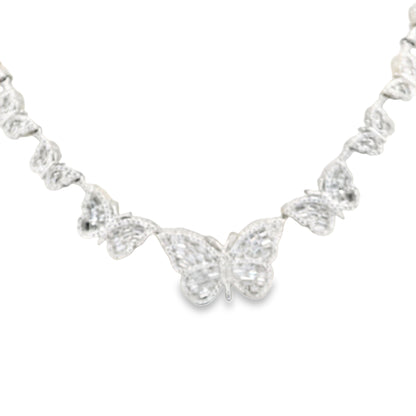 Sterling Silver Moissanite Butterfly Charm Necklace 18 Inches 17.35 CTTW VVS