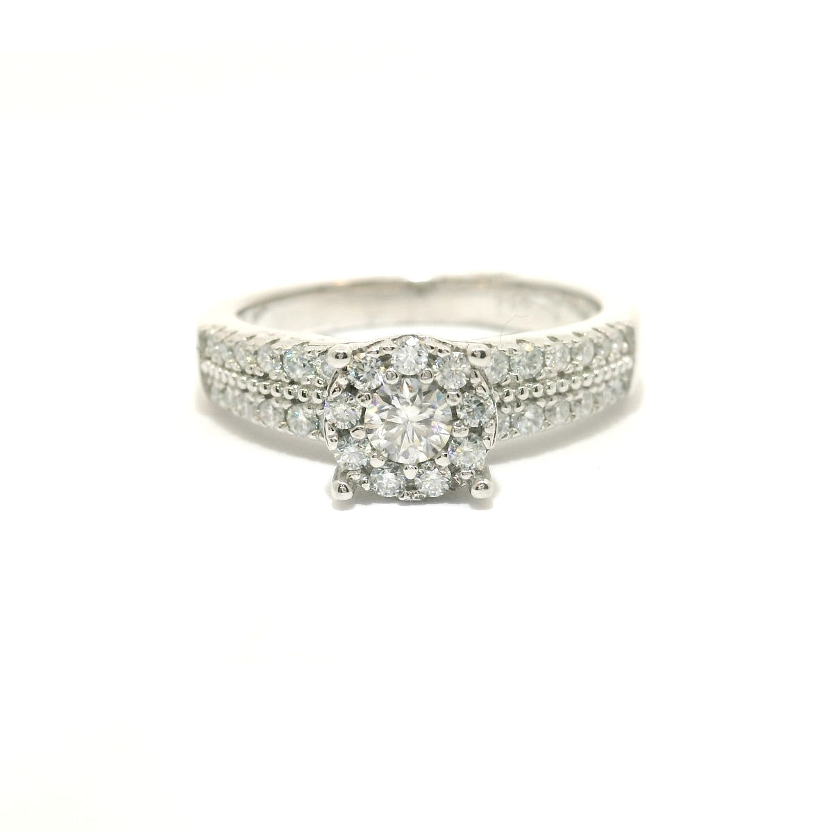 Sterling Silver with Halo Moissanite CTW 0.85 image 0