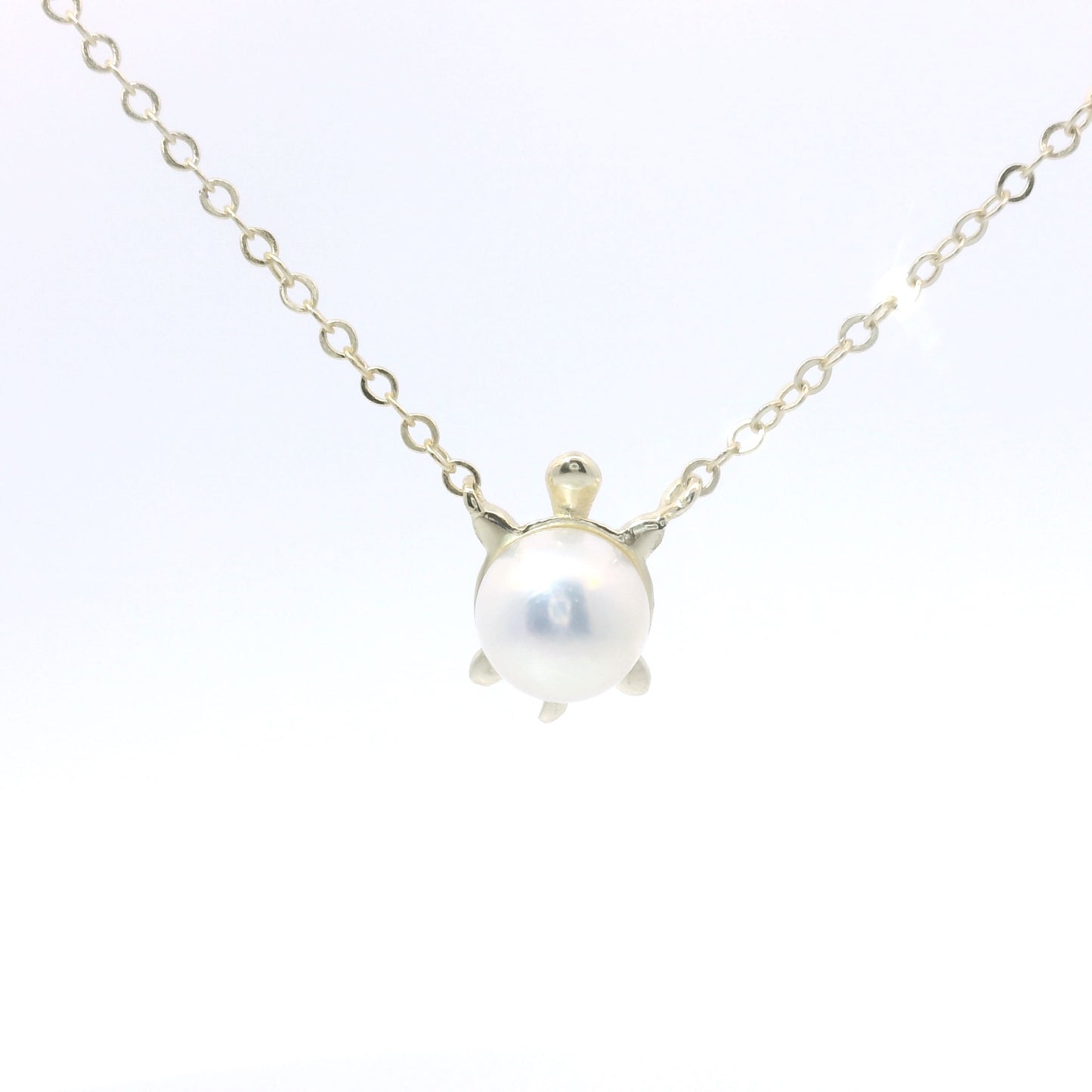 Sterling Silver with Freshwater Peal Turtle Pendant image 0