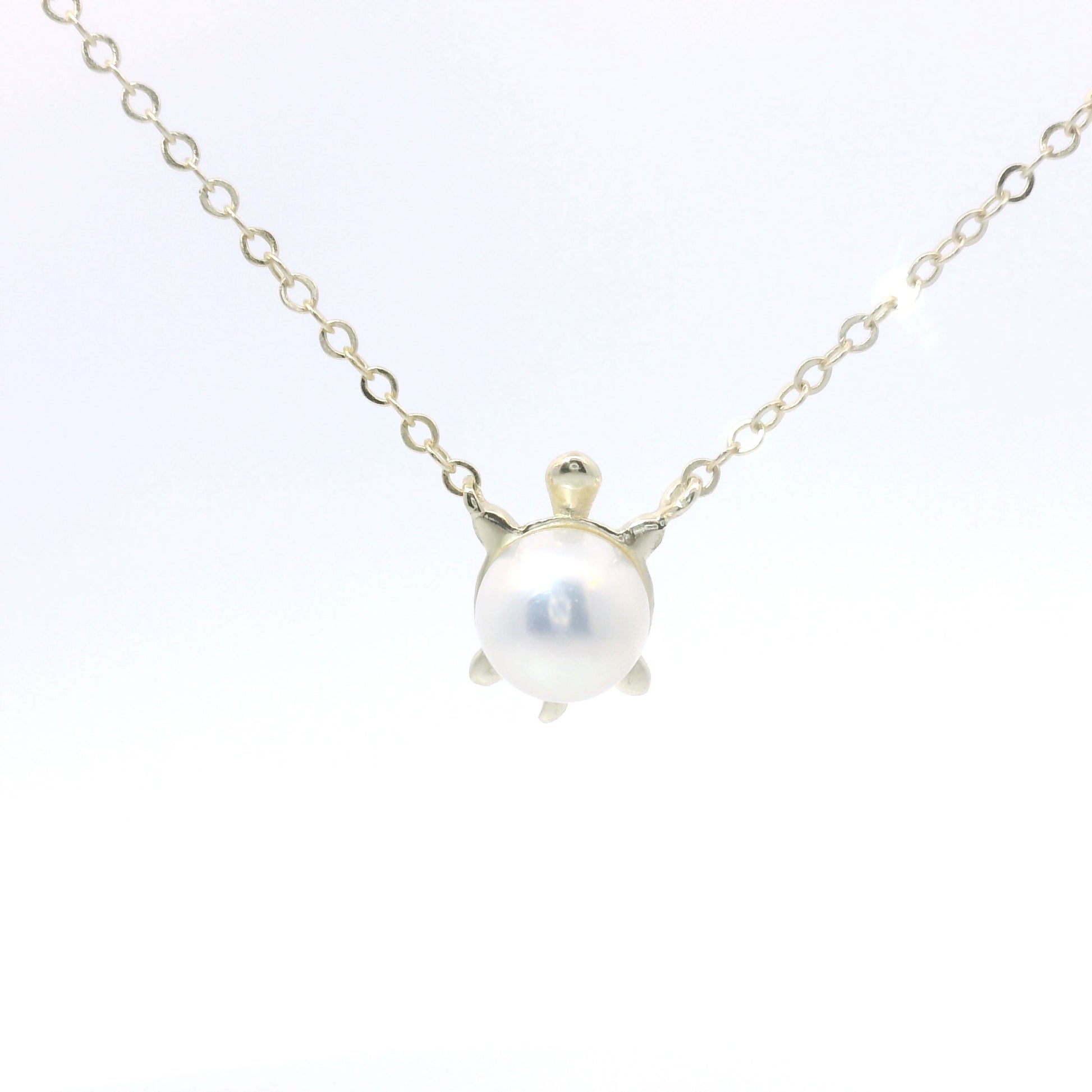 Sterling Silver with Freshwater Peal Turtle Pendant image 0