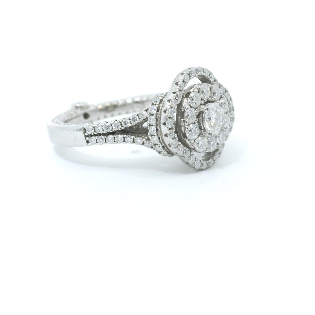 Sterling Silver with Round Brilliant Clover Moissanite Ring 1.82 CTW image 1