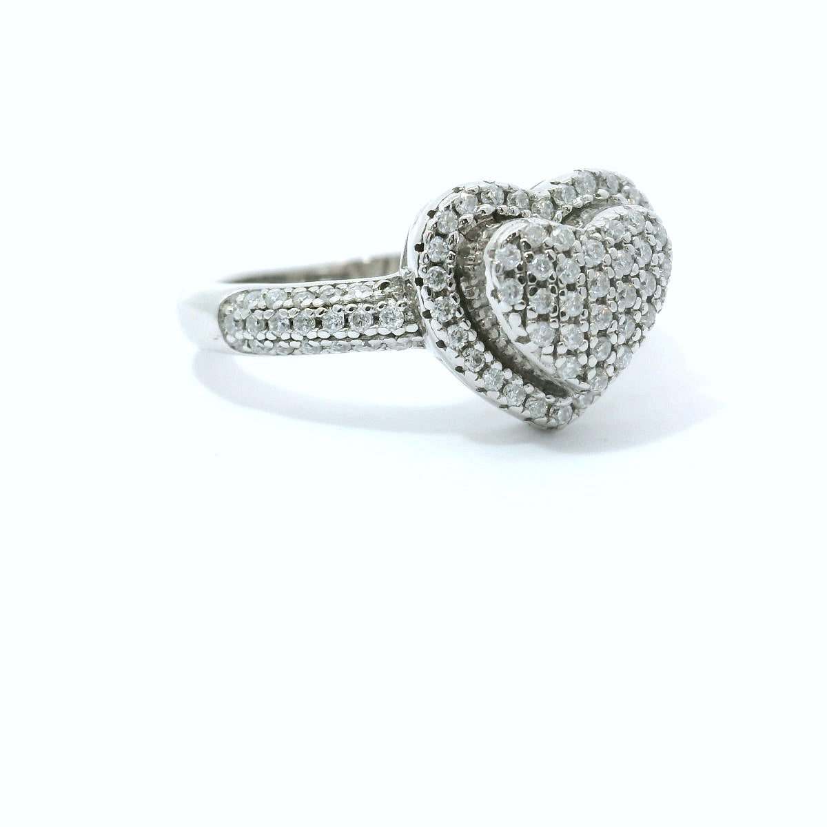 Sterling Silver with Heart Moissanite Ring CTW 1.20 image 2